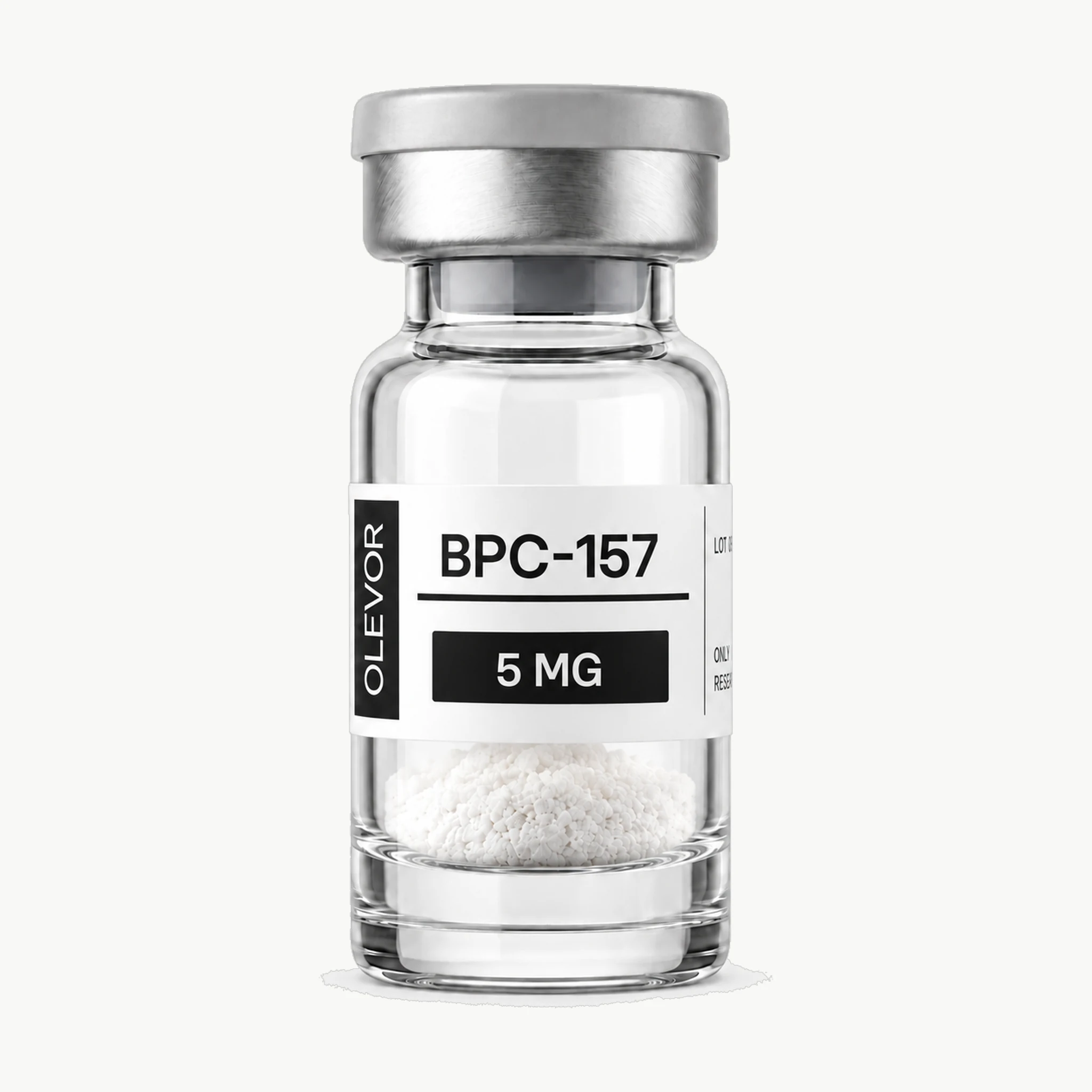 Vial OLEVOR BPC-157, 5 mg, vista frontal