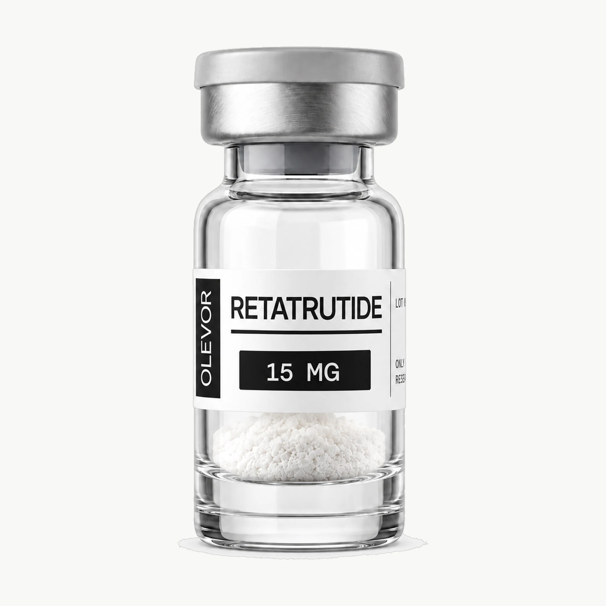 Vial OLEVOR Retatrutide, 15 mg, vista frontal